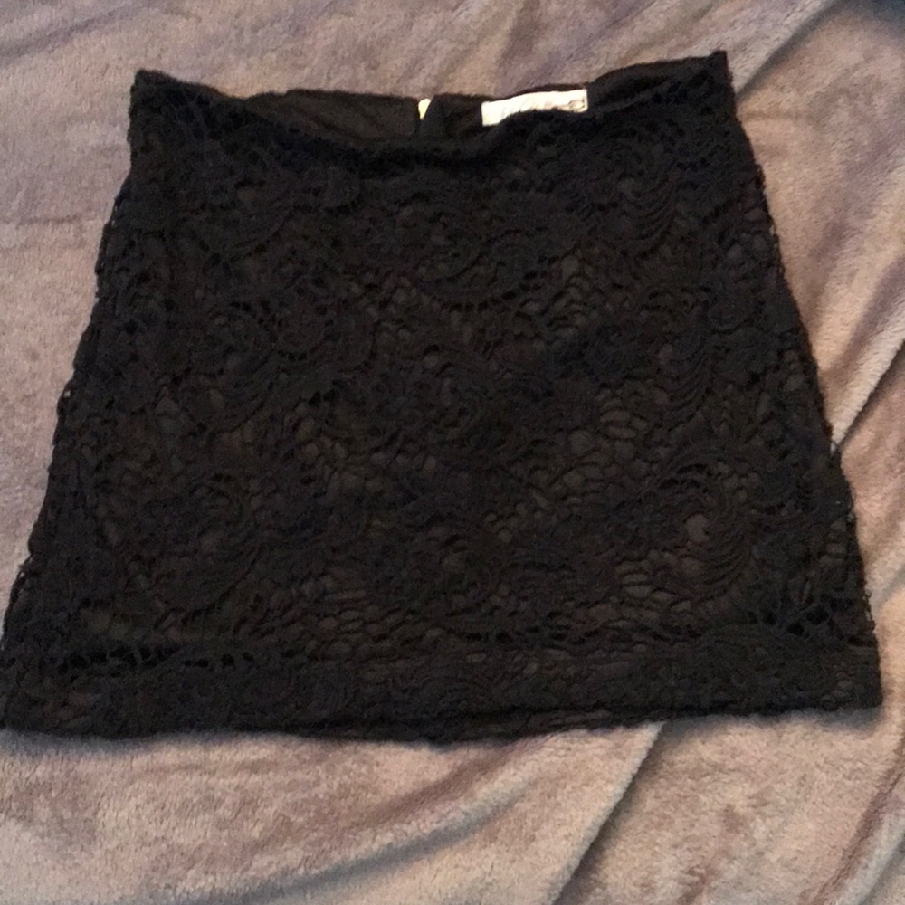 Very short black lace mini skirt!
